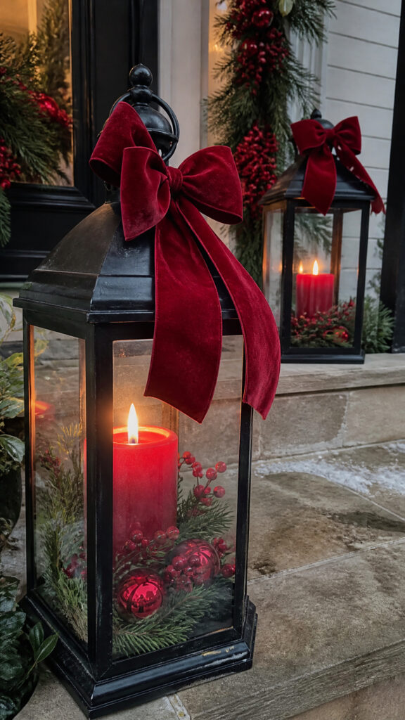 Traditional Red and Green Holiday Lanterns