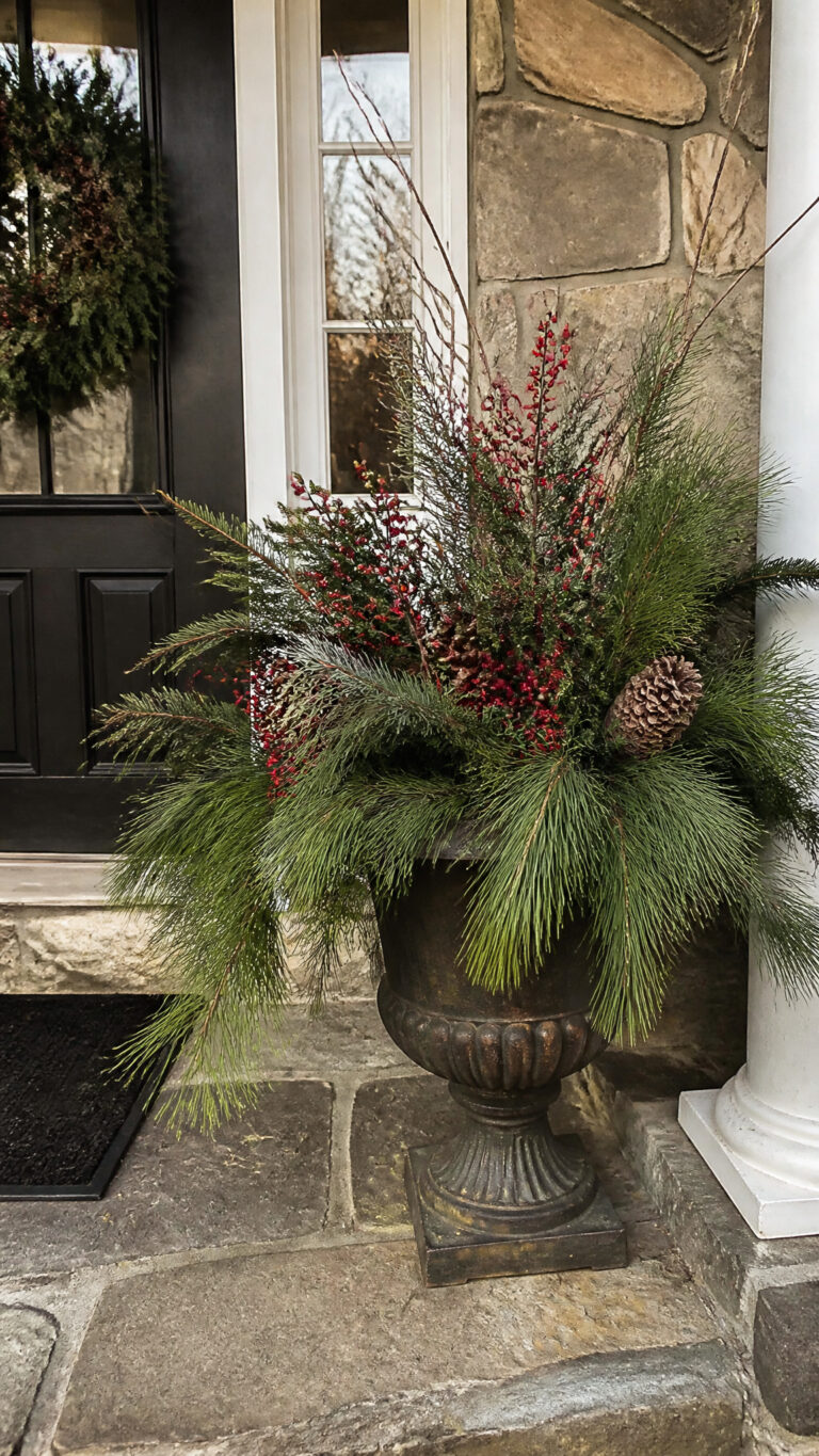 Classic Evergreen and Berry Arrangement