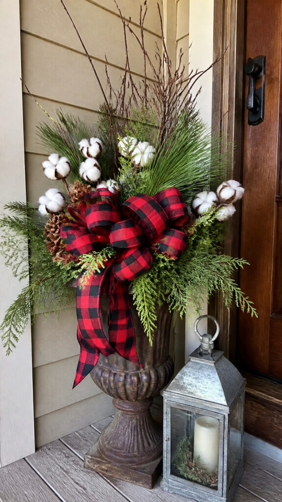 Rustic Farmhouse Charm with Plaid Ribbons