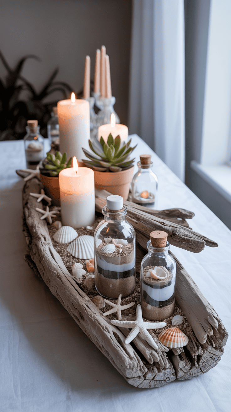 Coastal Birthday Party Driftwood Display Ideas