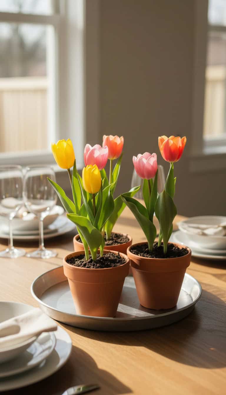 Colorful Tulip Pot Trio