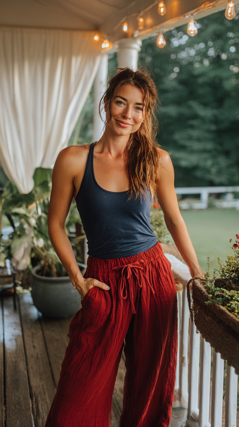 Comfortable Tank Top with Flowy Pants - Image 1