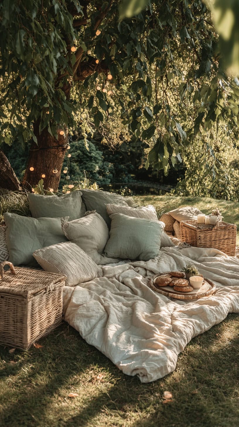 Cozy Blanket Picnic Setup - Image 2