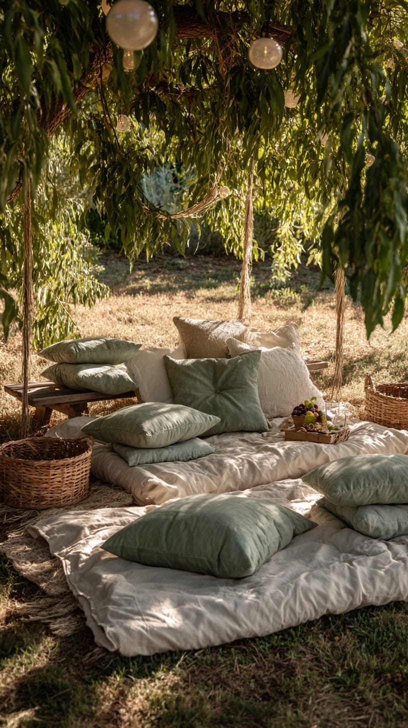 Cozy Blanket Picnic Setup - Image 1