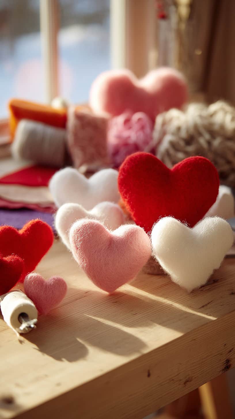 DIY Felt Standing Hearts