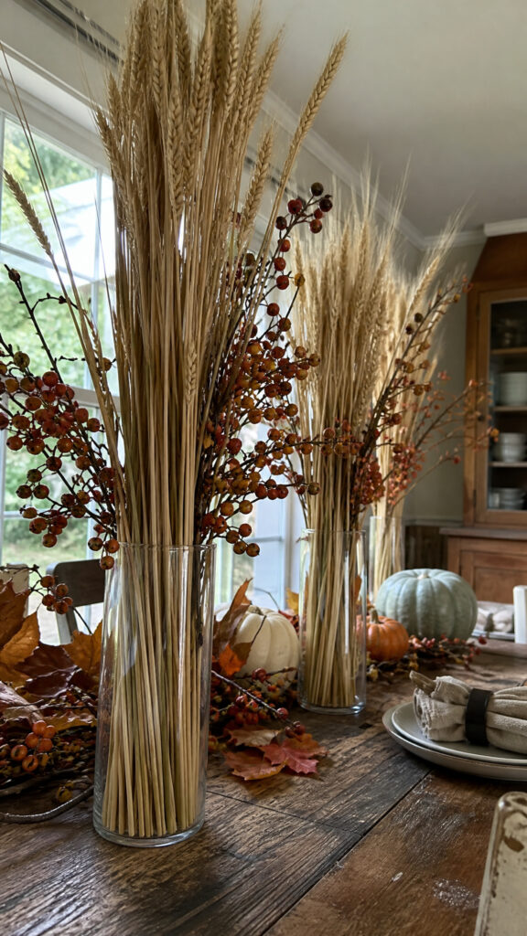 Wheat Stalk Bundles In Vases