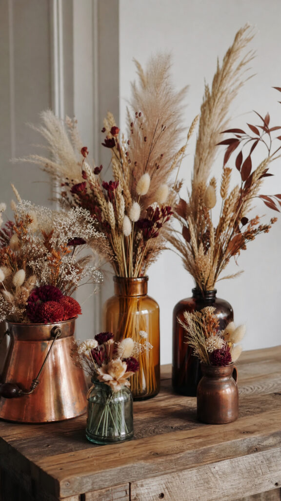 Dried Flower and Wheat Arrangements