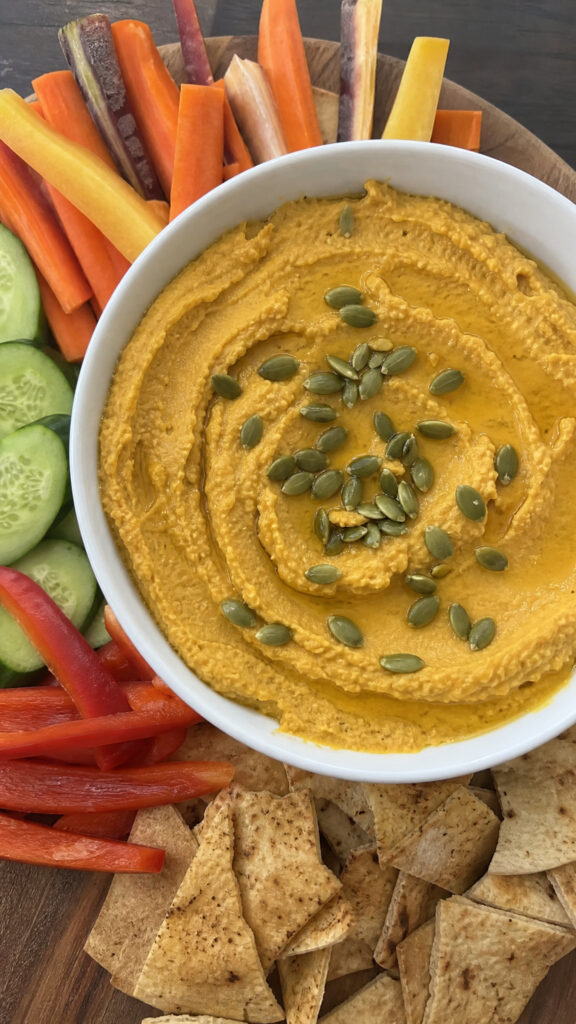 Roasted Pumpkin Hummus with Veggie Crudités