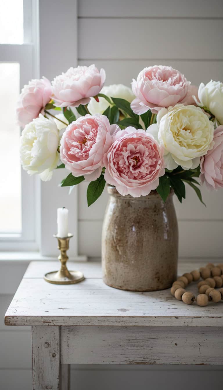 Faux Peony Stem Arrangement