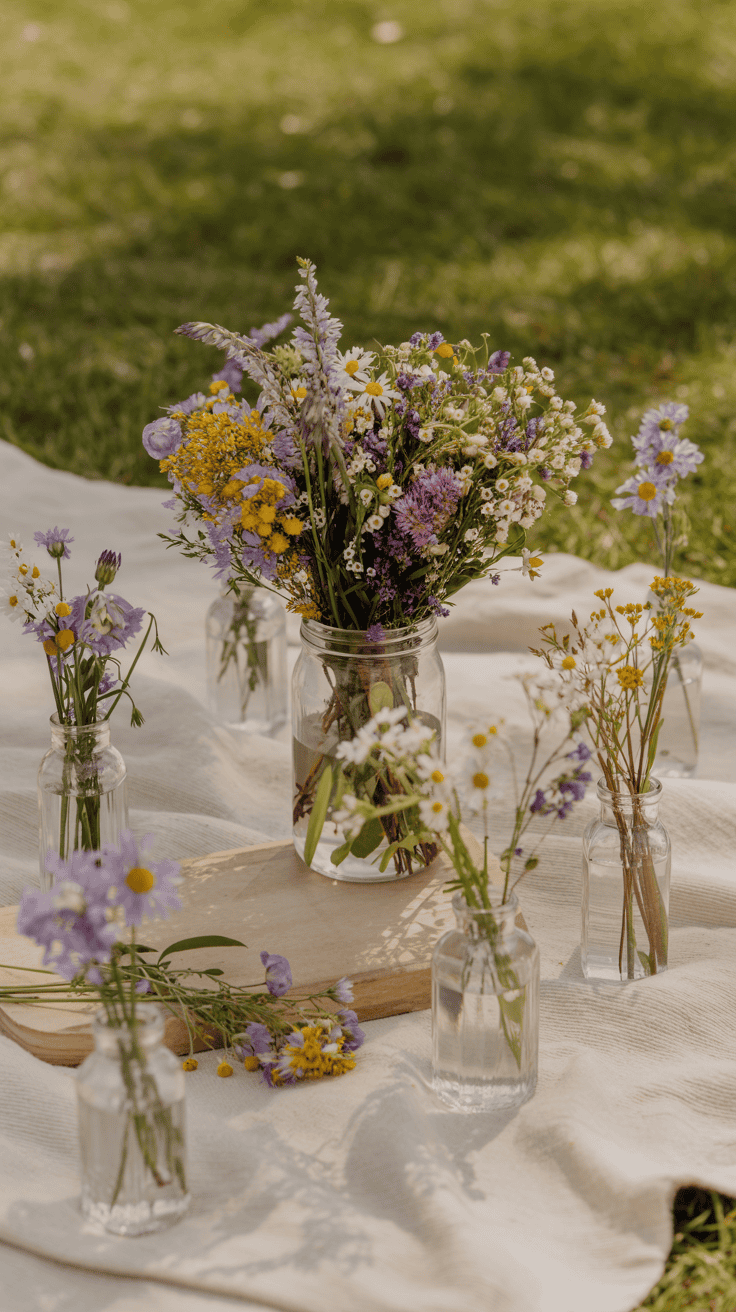 Floral Picnic Vibes with Fresh Flower Arrangements