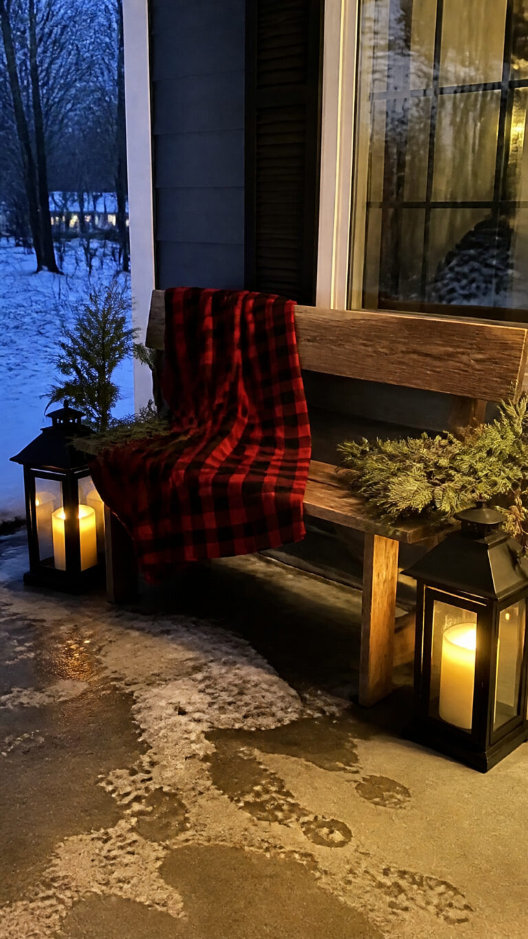 Classic Plaid Blankets and Lanterns