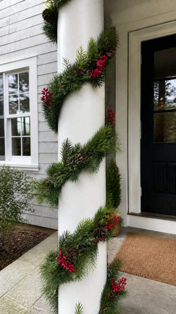 Garland-Wrapped Columns: The Foundation of Classic Christmas Style