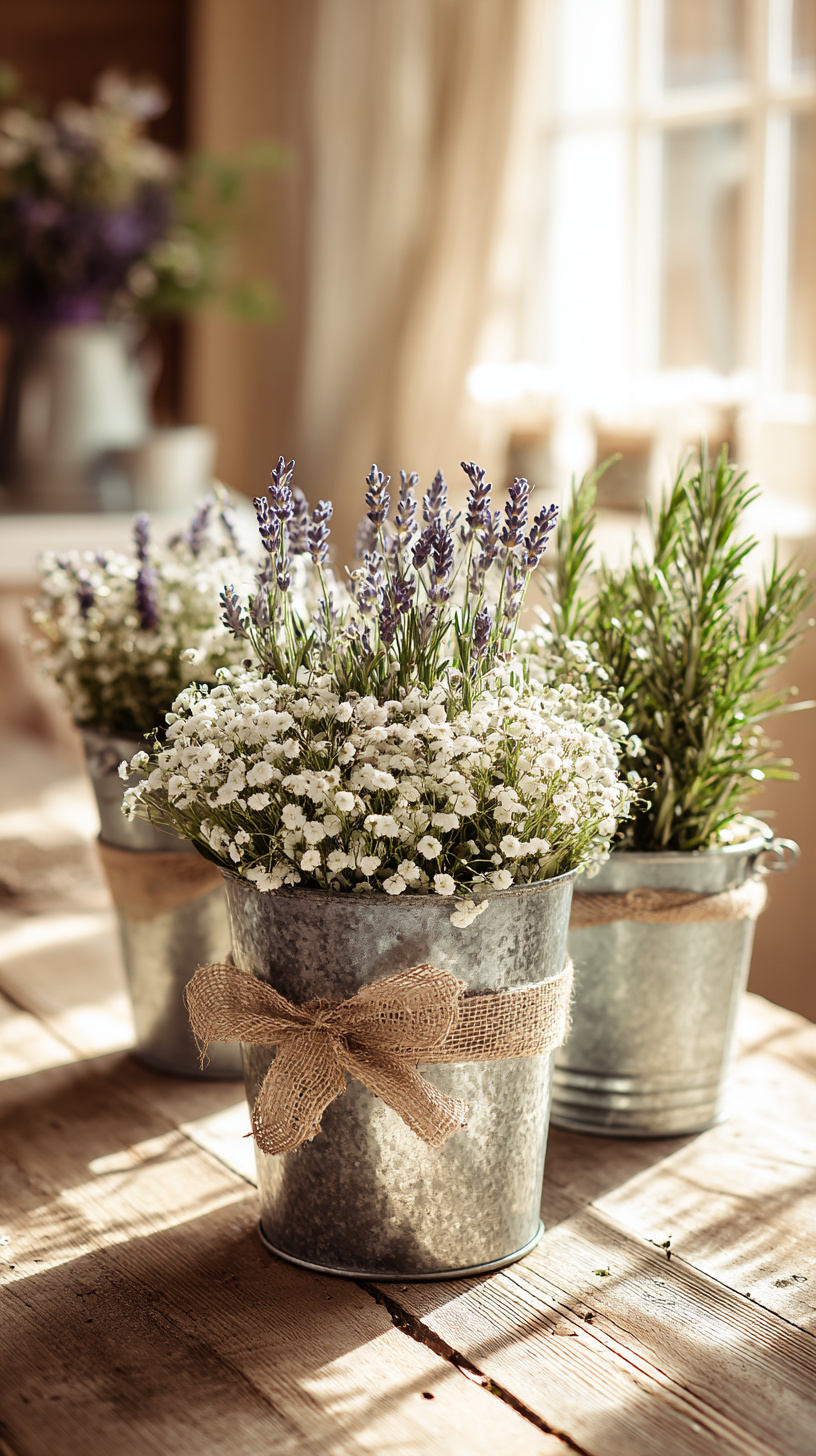 Galvanized Bucket Centerpieces - Image 1