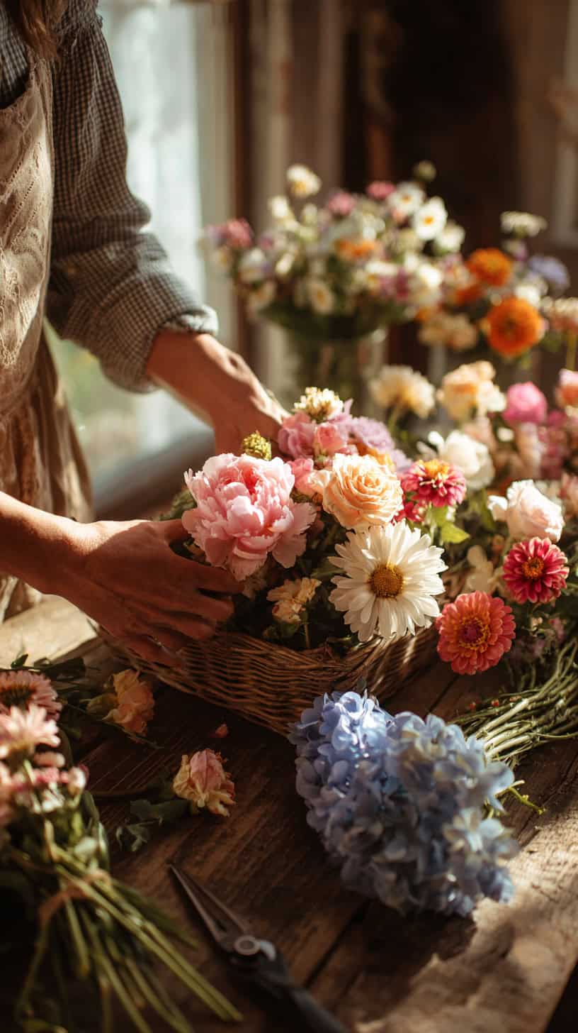 Gathering Flowers for Elegant Picnic Vibes - Image 1