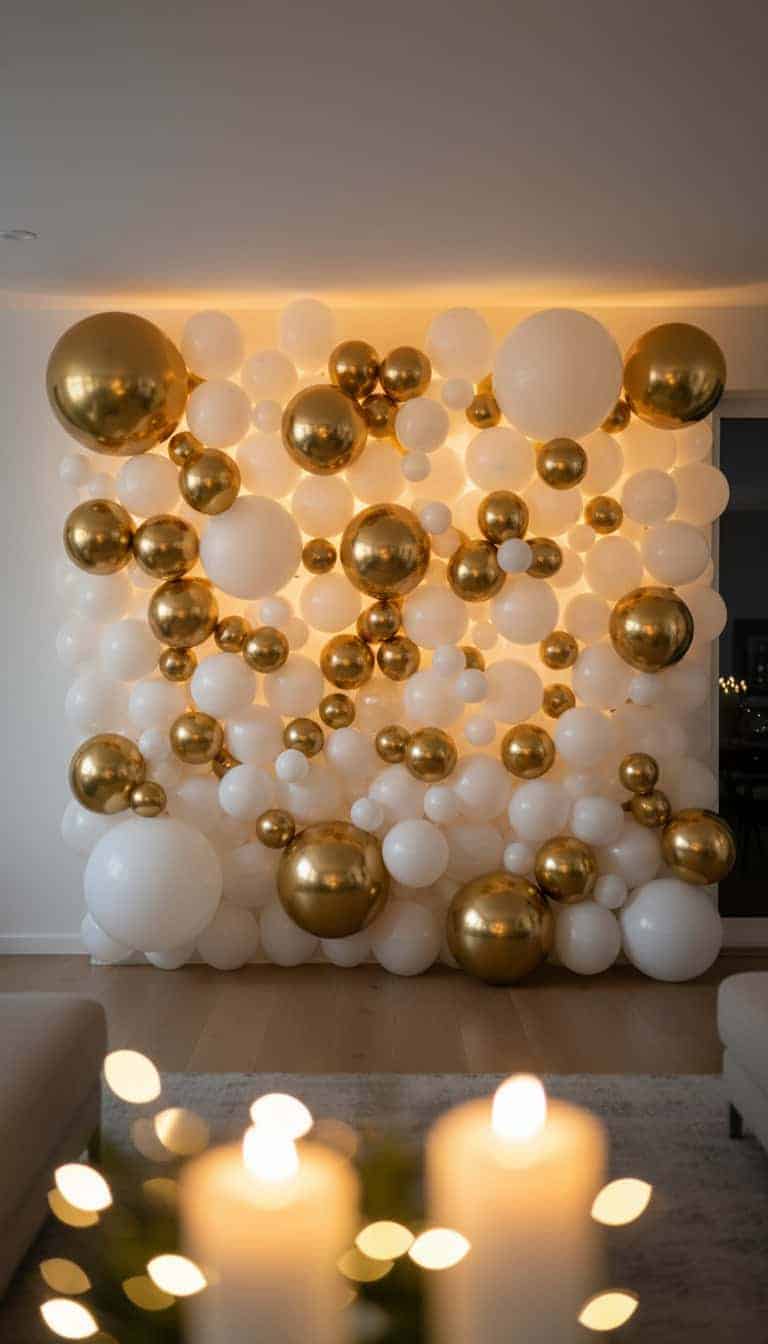 Glam White Gold Balloon Wall