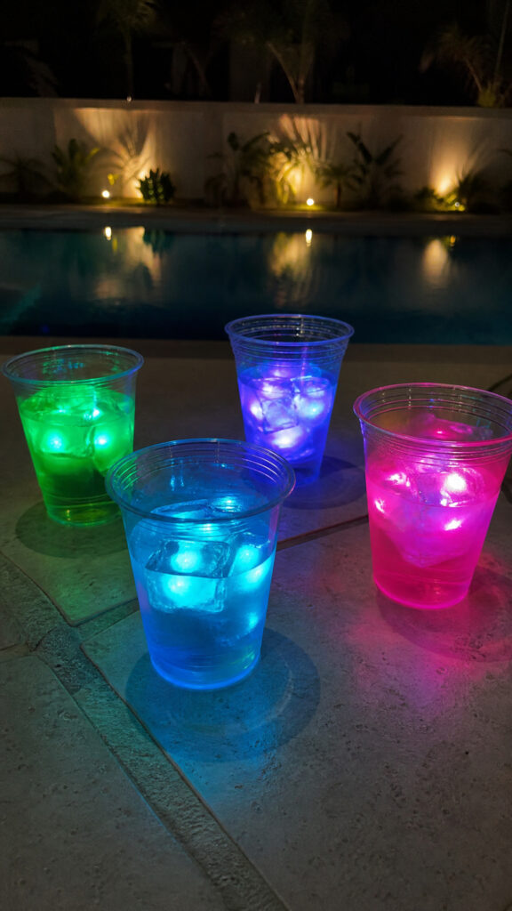 Glowing Ice Cubes In The Beverage Station