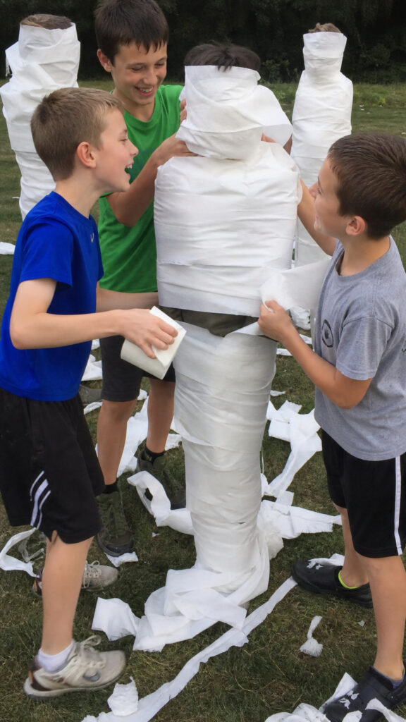 Mummy Wrap Relay Race