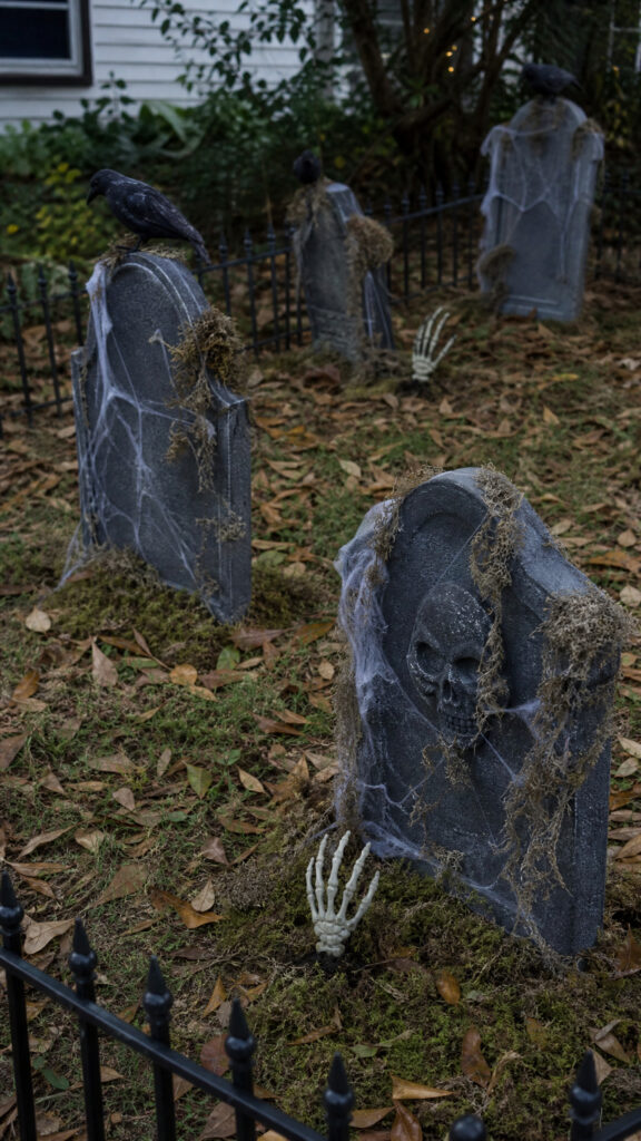 Graveyard Scene With DIY Tombstones