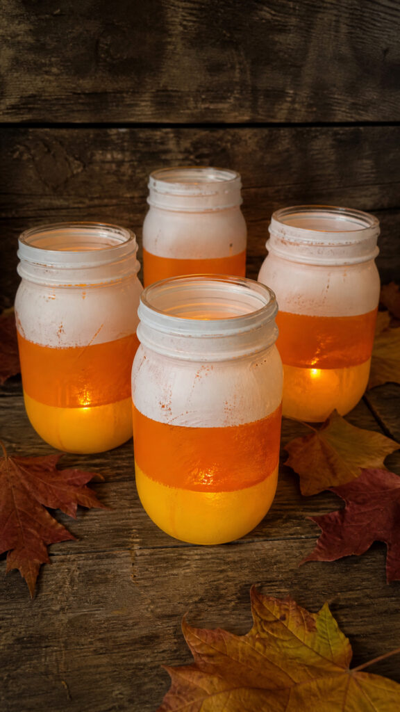 Candy Corn Mason Jar Votives