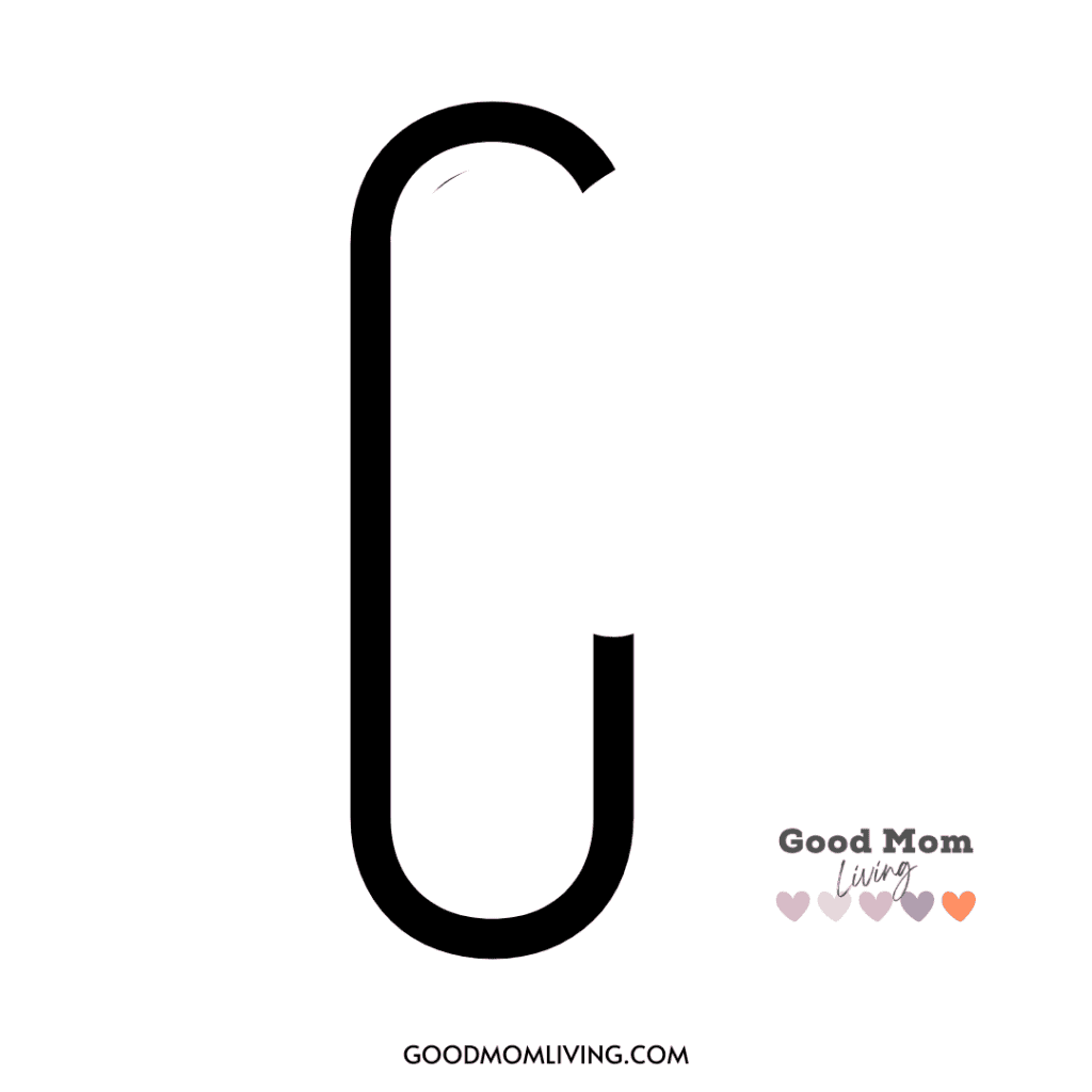 A minimalist logo featuring a stylized black letter 'G' on a white background, alongside the text 'Good Mom Living' accompanied by small heart icons in purple, pink, and orange.