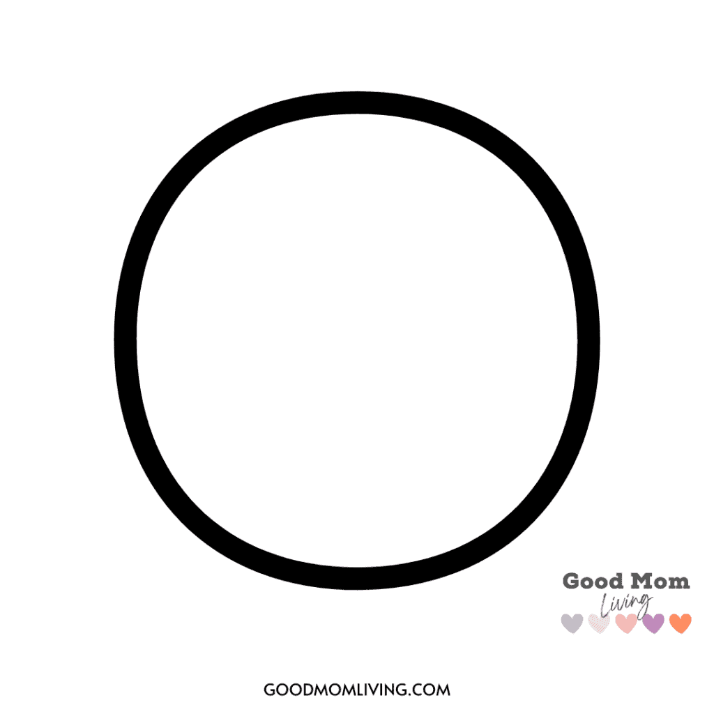 A simple black circle on a white background with the text 'Good Mom Living' and heart icons in the bottom right corner.