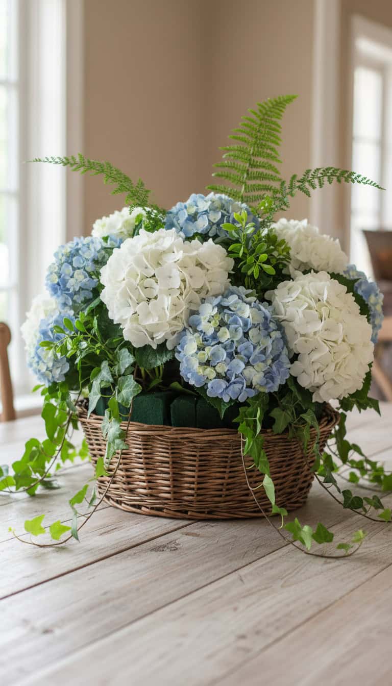 Hydrangea Greenery Basket