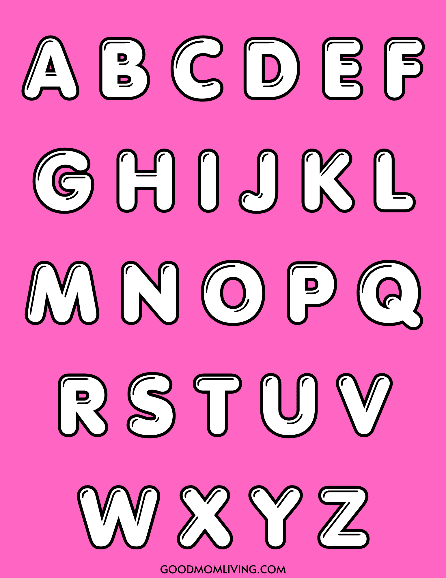 Free Bubble Letter Q Printable for Kids' Projects - Good Mom Living