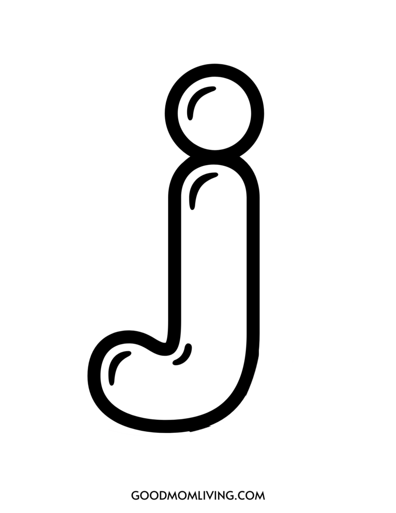 Stylized black and white letter 'J' with decorative curves, featuring the website name 'GOODMOMLIVING.COM' at the bottom.