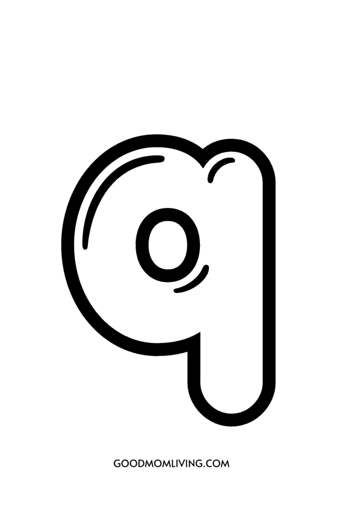 A stylized black and white lowercase letter 'a' with a playful, rounded design, featuring an inner circle and curved lines that give it a cartoonish appearance. Below the letter is the text 'GOODMOMLIVING.COM.'