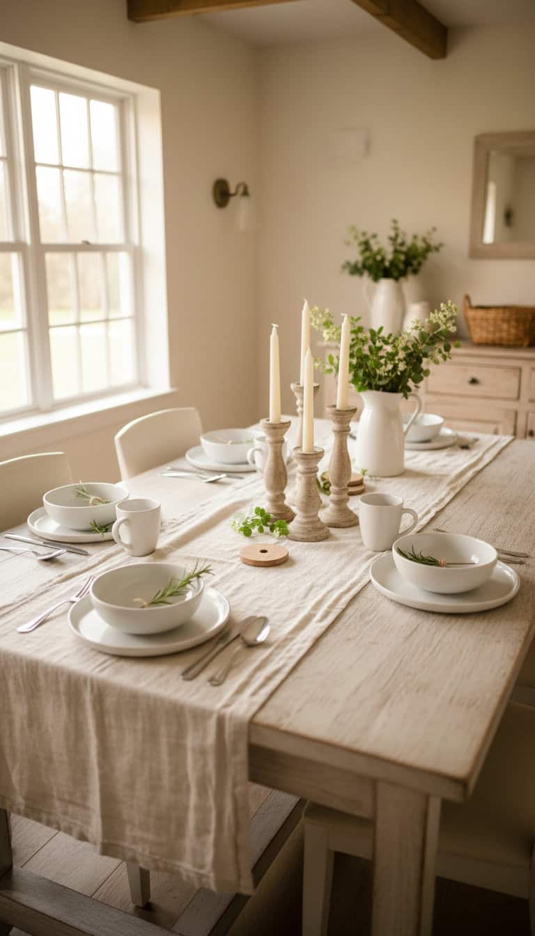 Neutral Linen Table Runner