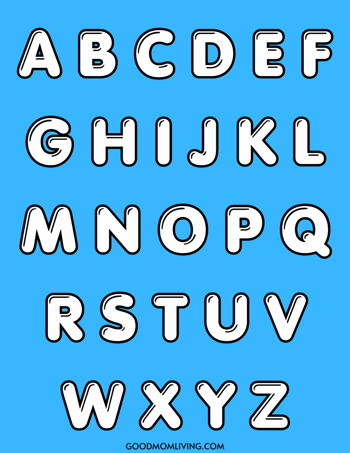 O2 Bubble Letters Free Bubble Letter O Printable for Creative Fun - Good Mom Living