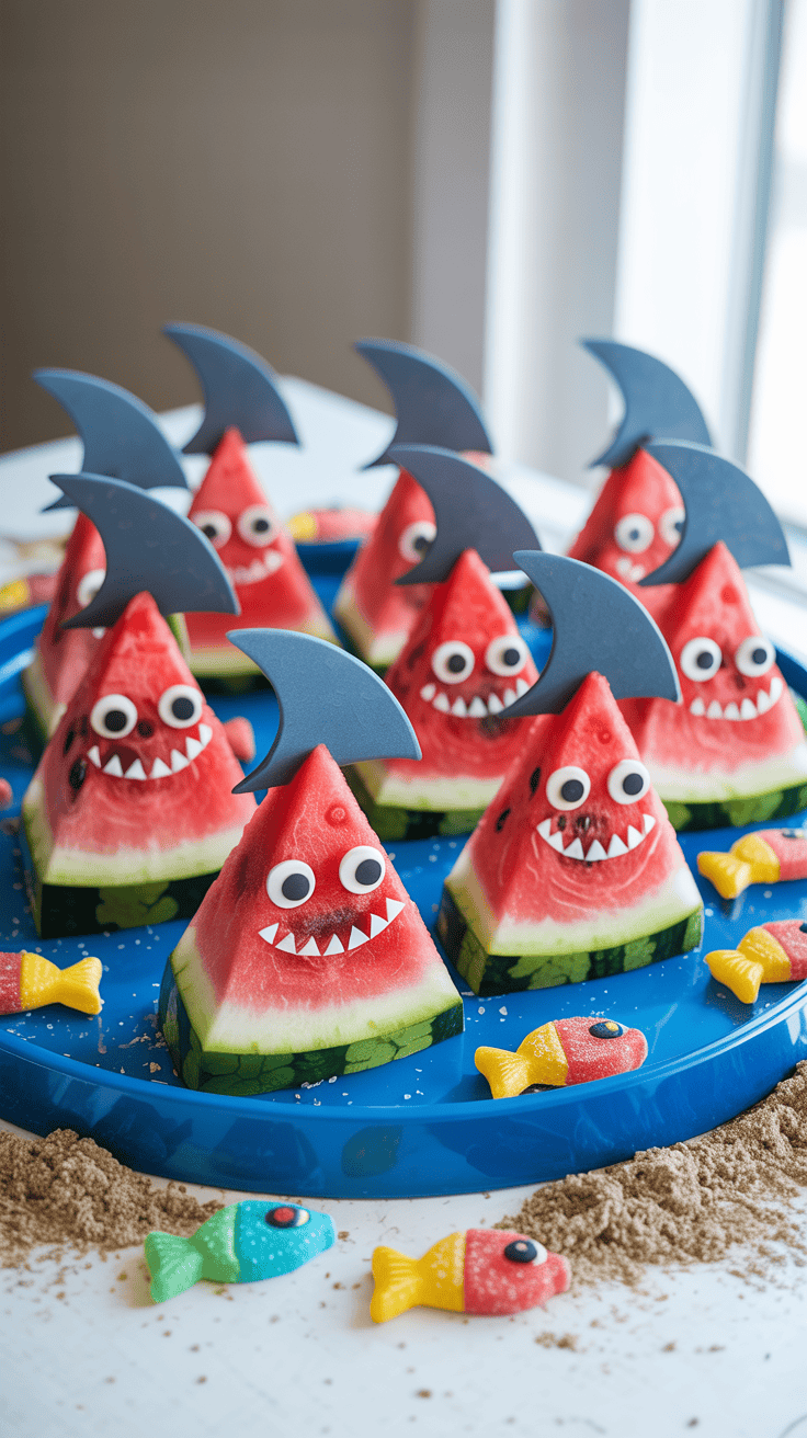Ocean Party Ideas Shark Fin Watermelon Treats