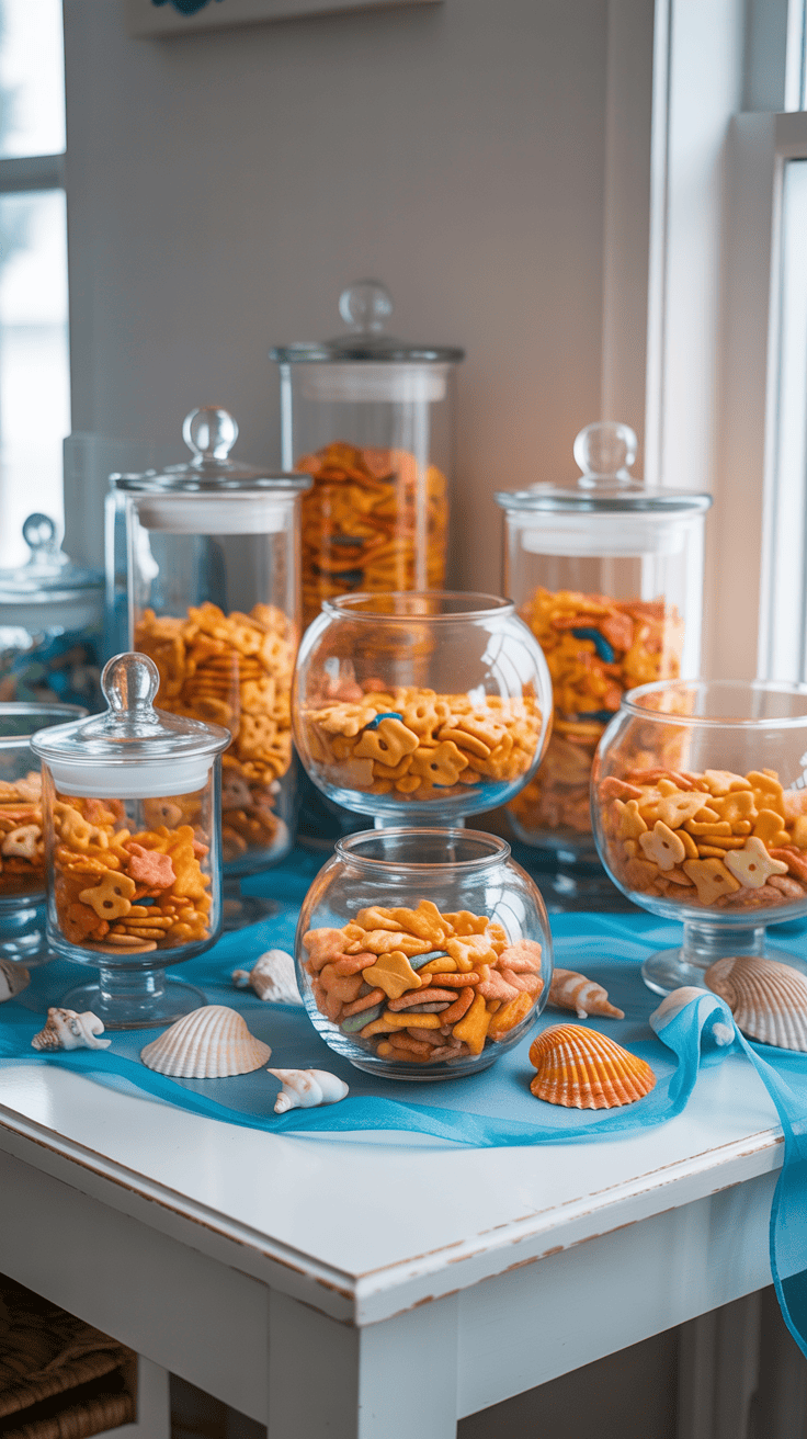 Ocean Themed Party Food Goldfish Snack Bar