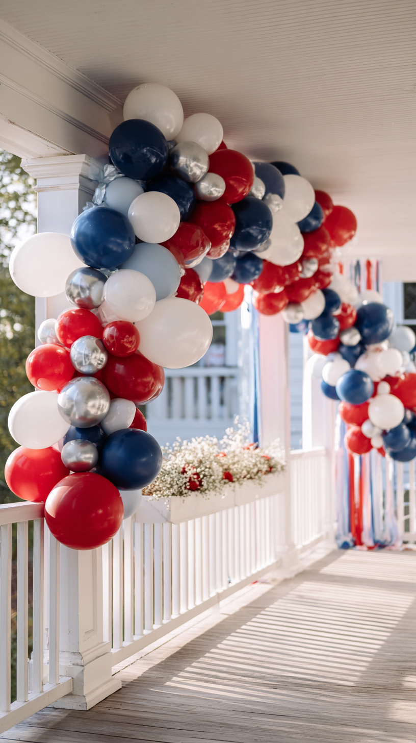 Patriotic Balloon Garland and Streamers - Image 1