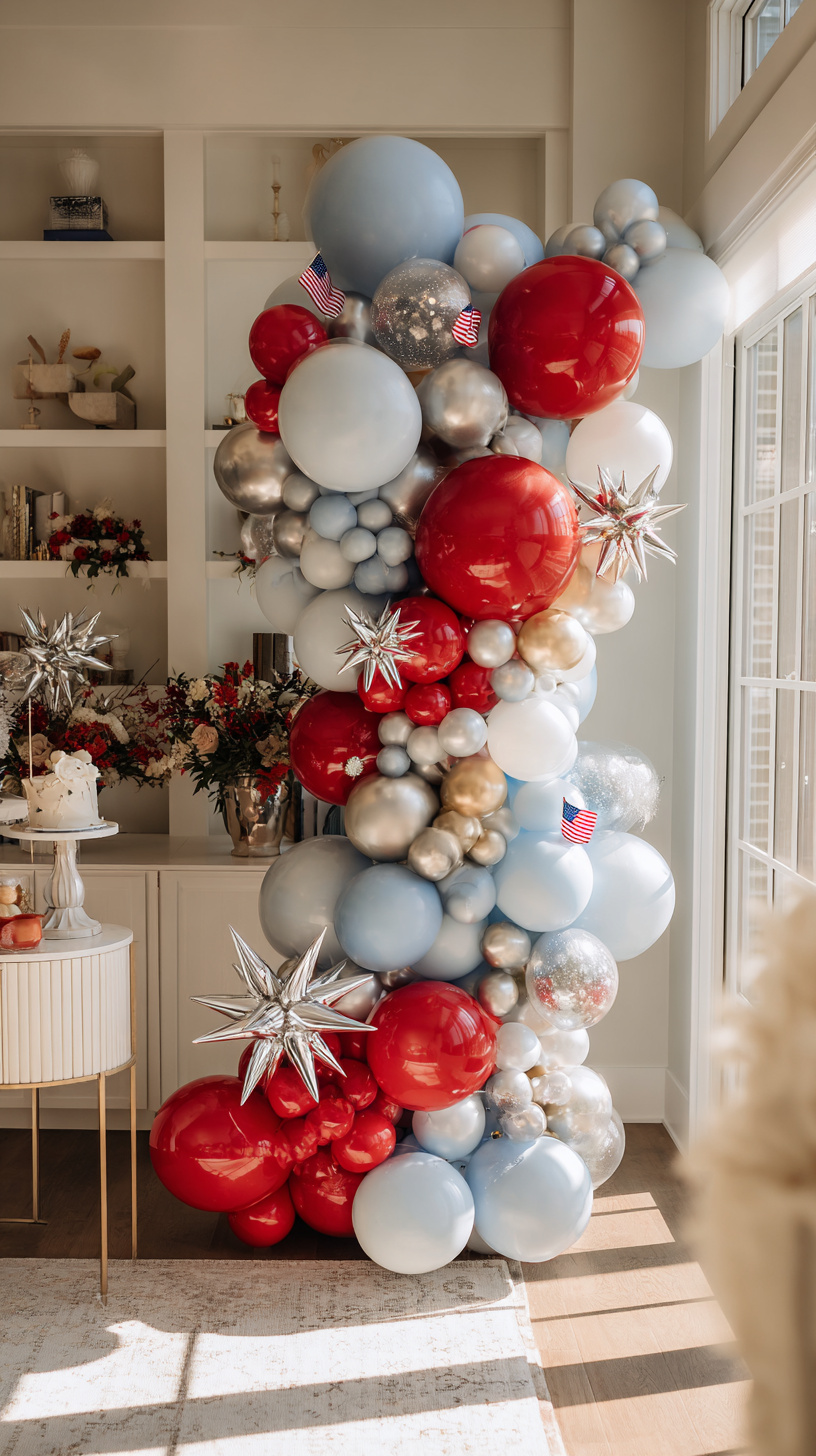 Patriotic Balloon Garland Backdrop - Image 1