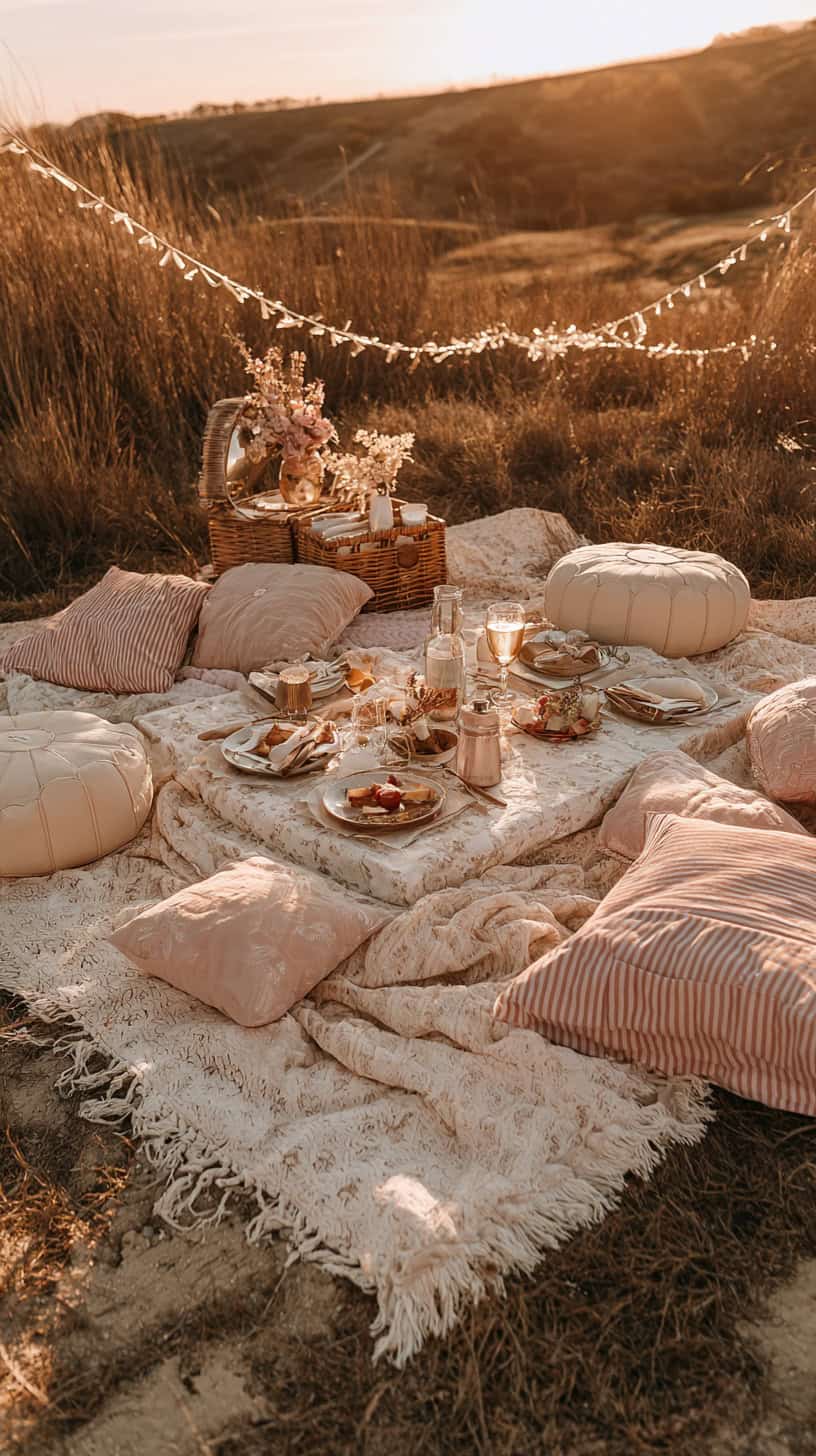 Picnic Aesthetic Blanket Setup - Image 1