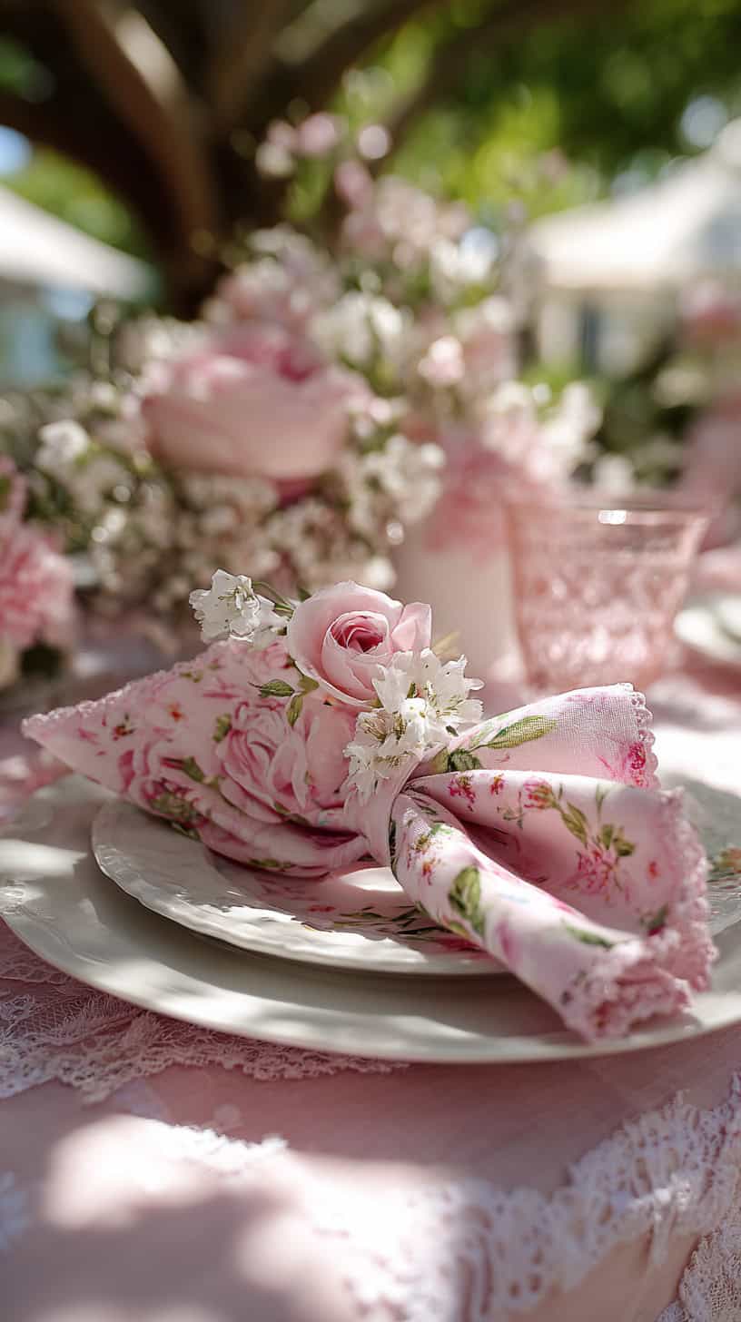 Pink Floral Napkins - Image 2