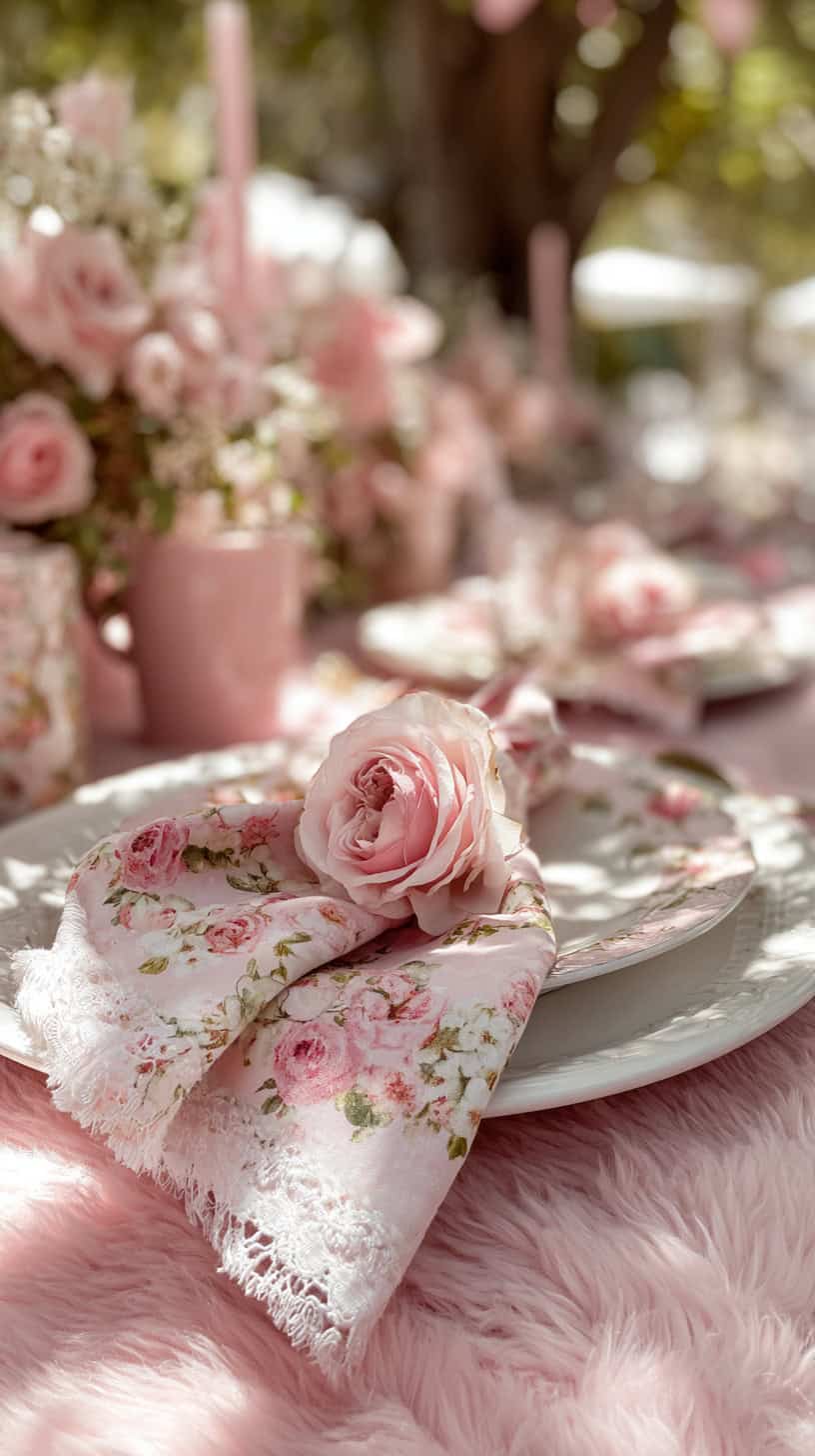 Pink Floral Napkins - Image 1