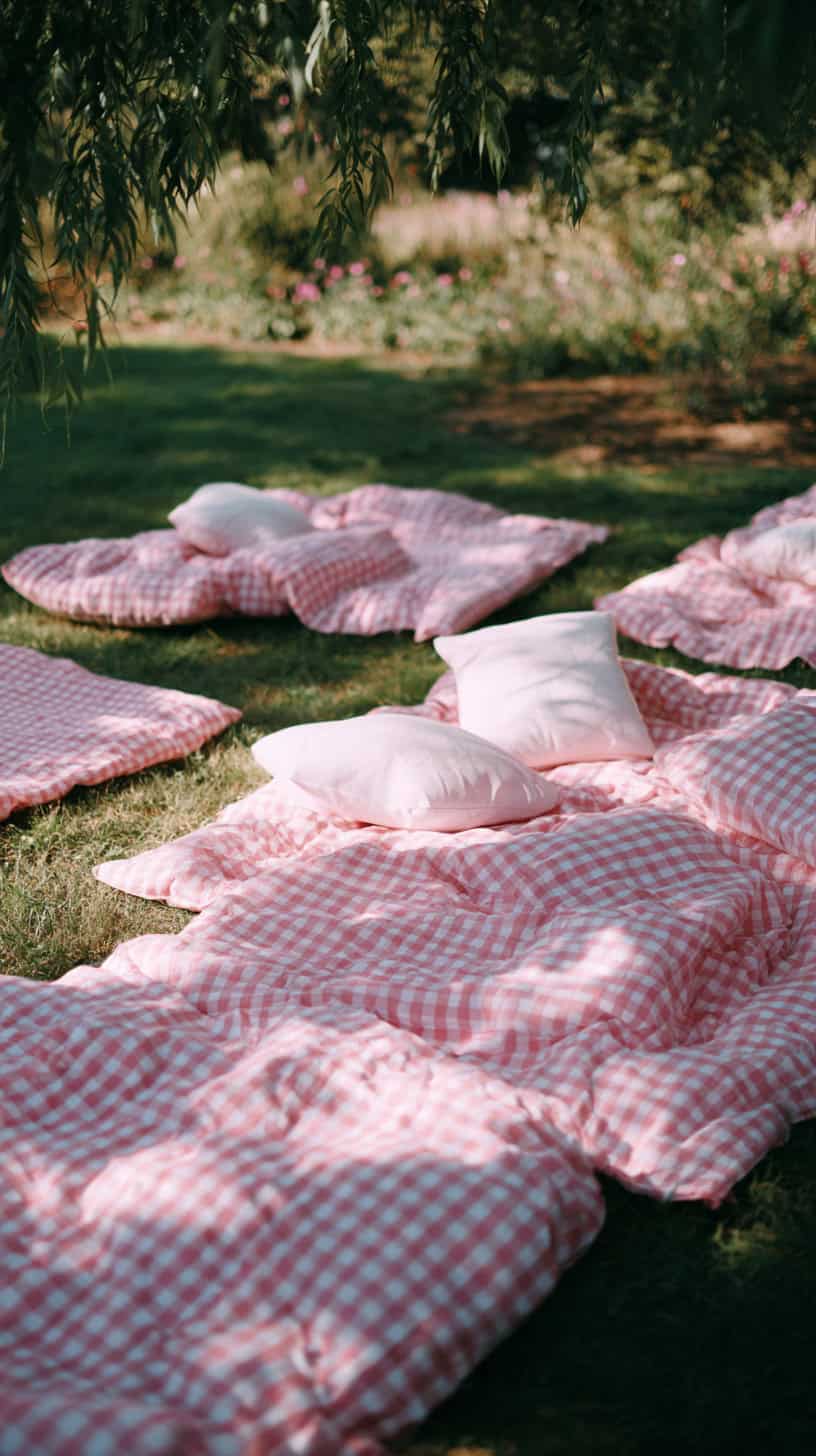 Pink Gingham Blanket Spread - Image 2