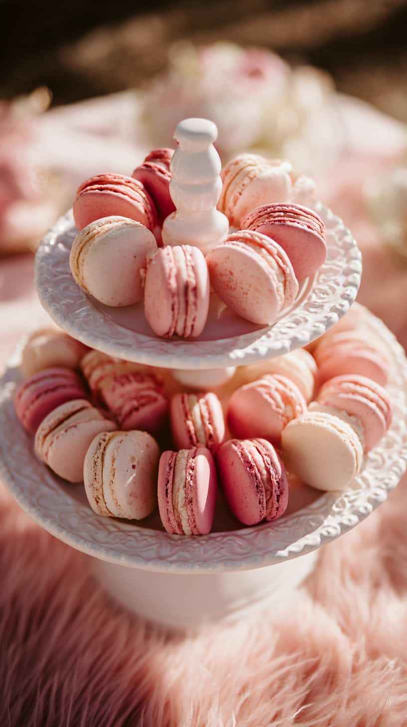 Pink Macaron Dessert Stand - Image 1