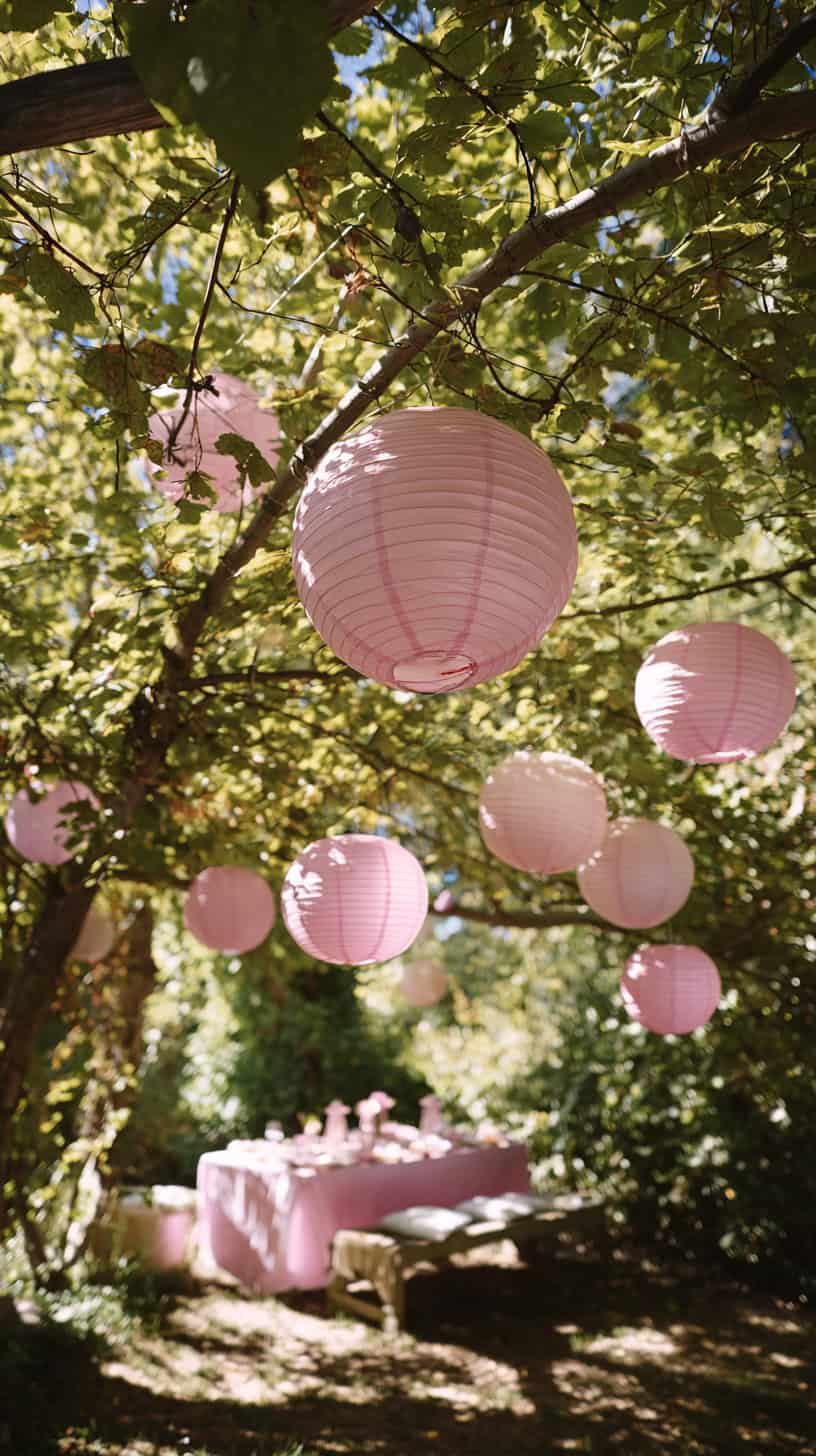 Pink Paper Lanterns Overhead - Image 1