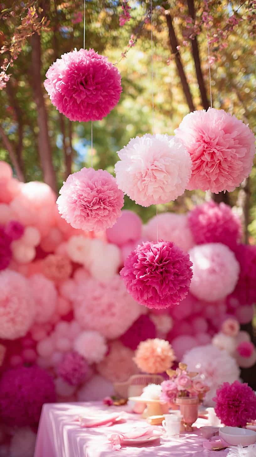 Pink Pom Pom Backdrop - Image 2