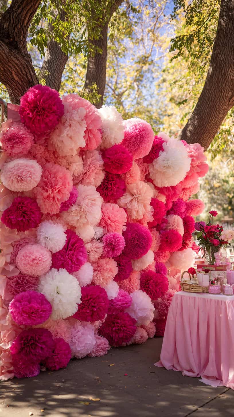 Pink Pom Pom Backdrop - Image 1