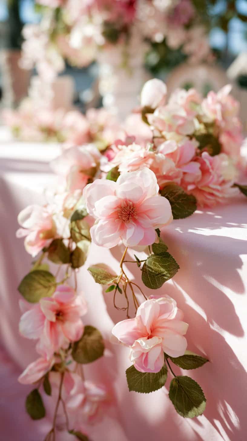 Pink Silk Flower Garlands - Image 2