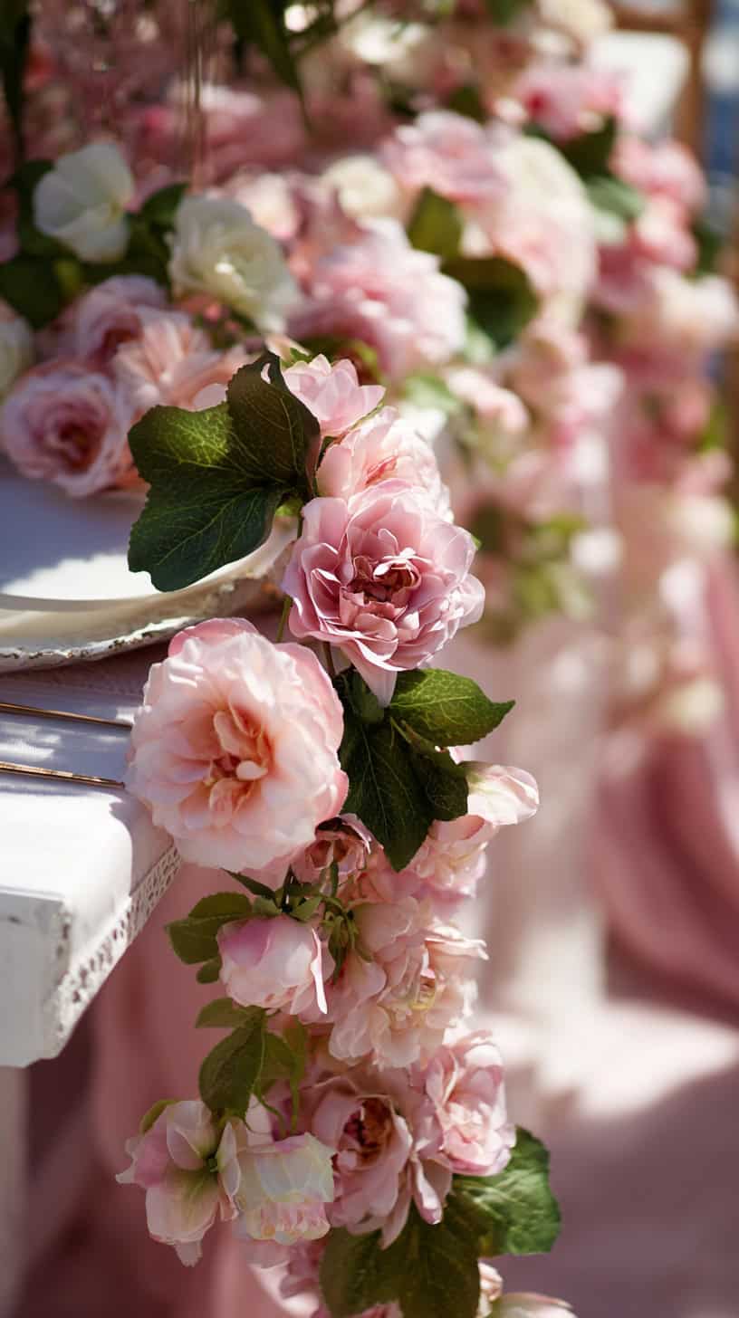 Pink Silk Flower Garlands - Image 1
