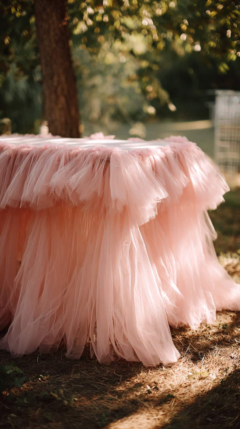 Pink Tulle Table Skirt - Image 2
