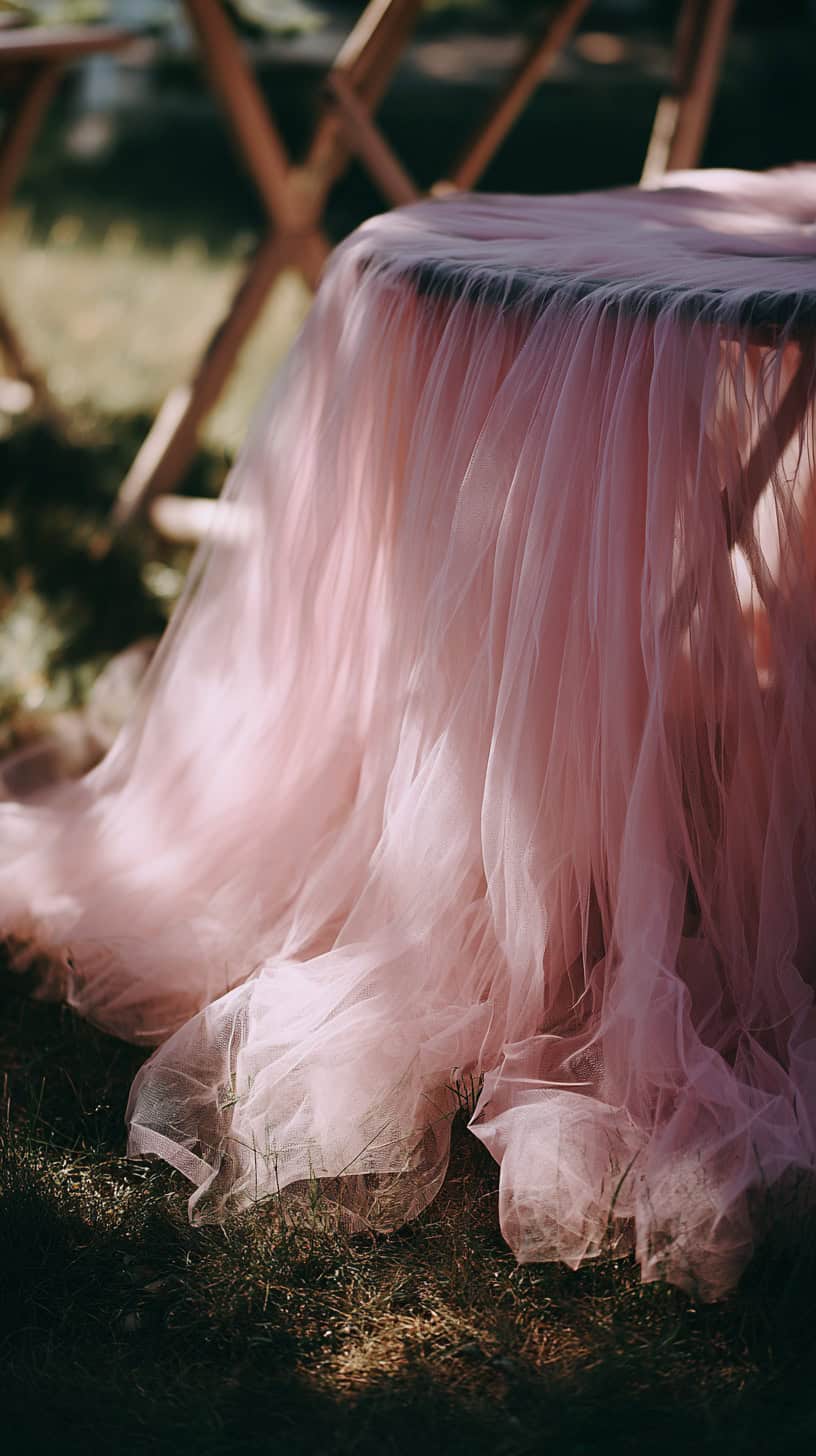 Pink Tulle Table Skirt - Image 1