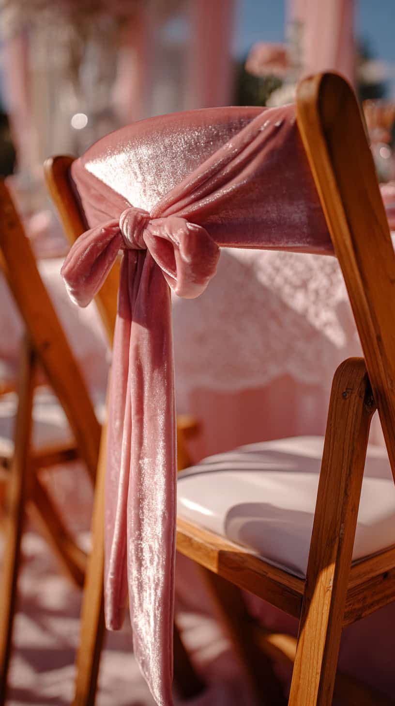 Pink Velvet Chair Ties - Image 1