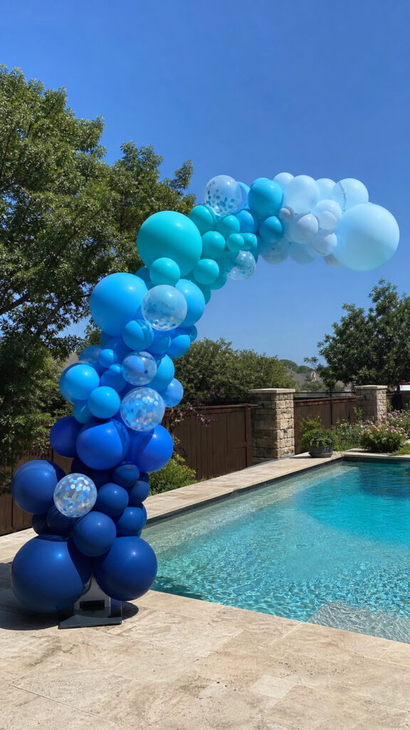 Classic Blue Ombre Pool Party Balloon Arch