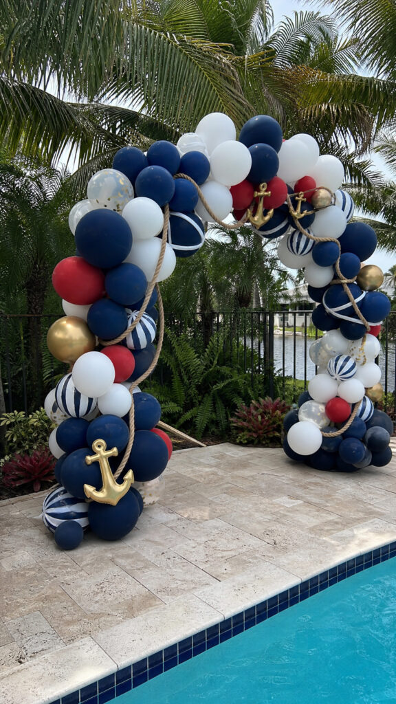 Nautical Navy And White Balloon Arch